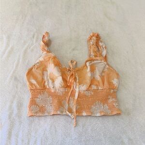 American Eagle Outfitters Orange Floral Crop Top